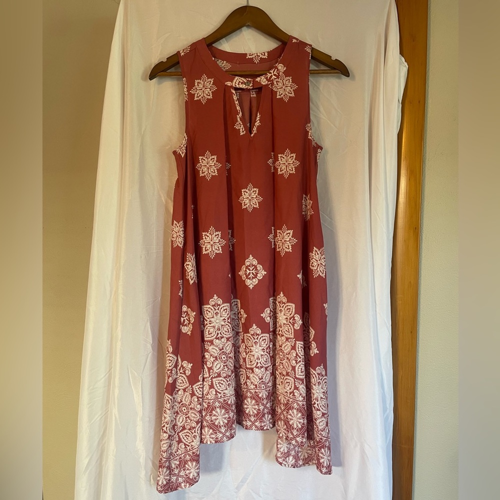 Coral and White Floral Dress